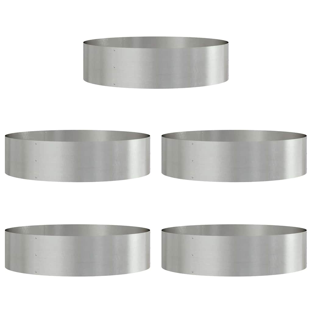 vidaXL Planter Ring 5 pcs Silver 80 x 80 x 20 cm Stainless Steel