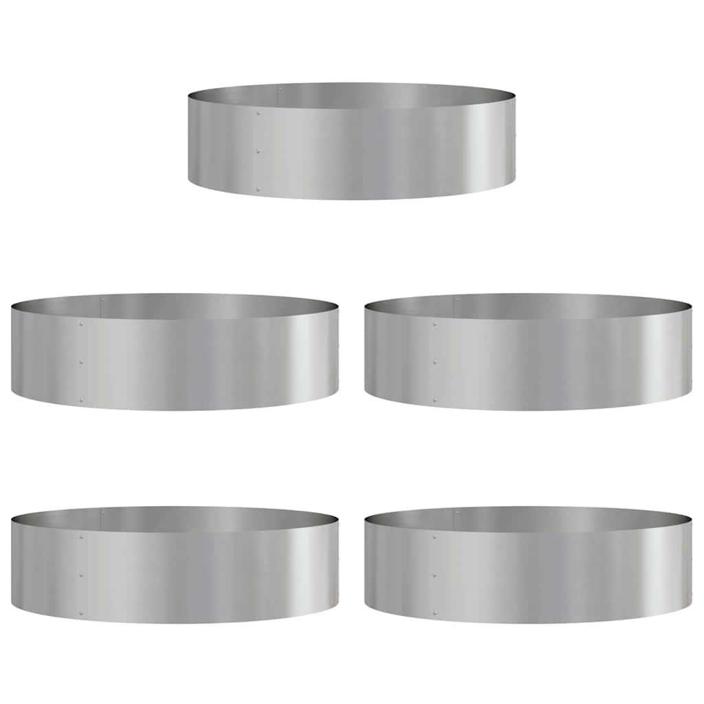 vidaXL Planter Ring 5 pcs Silver 80 x 80 x 20 cm Galvanised Steel