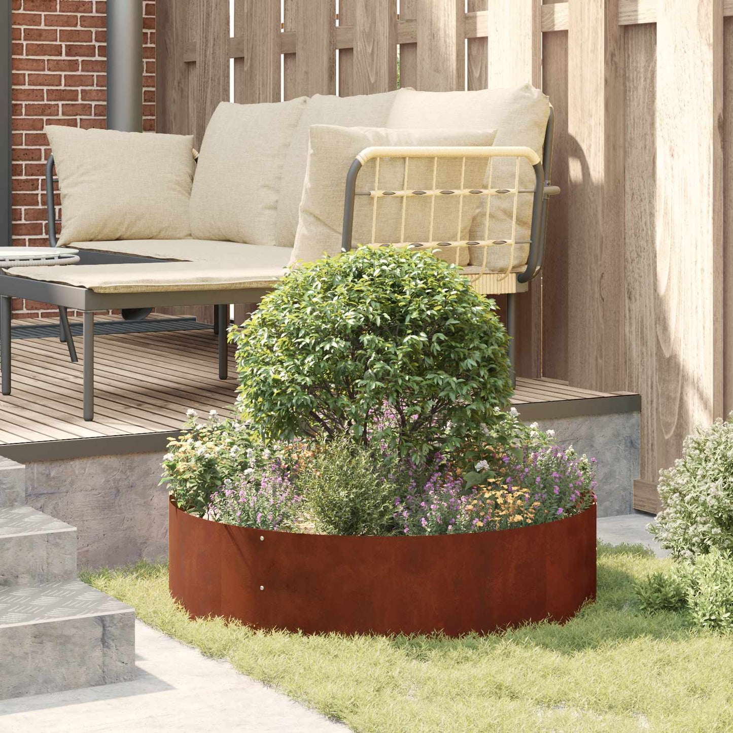 vidaXL Planter Ring 5 pcs Rusty 80 x 80 x 20 cm Weathering Steel