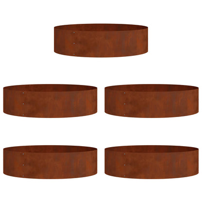vidaXL Planter Ring 5 pcs Rusty 80 x 80 x 20 cm Weathering Steel
