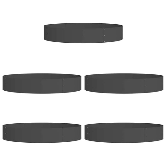 vidaXL Planter Ring 5 pcs Black 120 x 120 x 20 cm Cold-rolled Steel