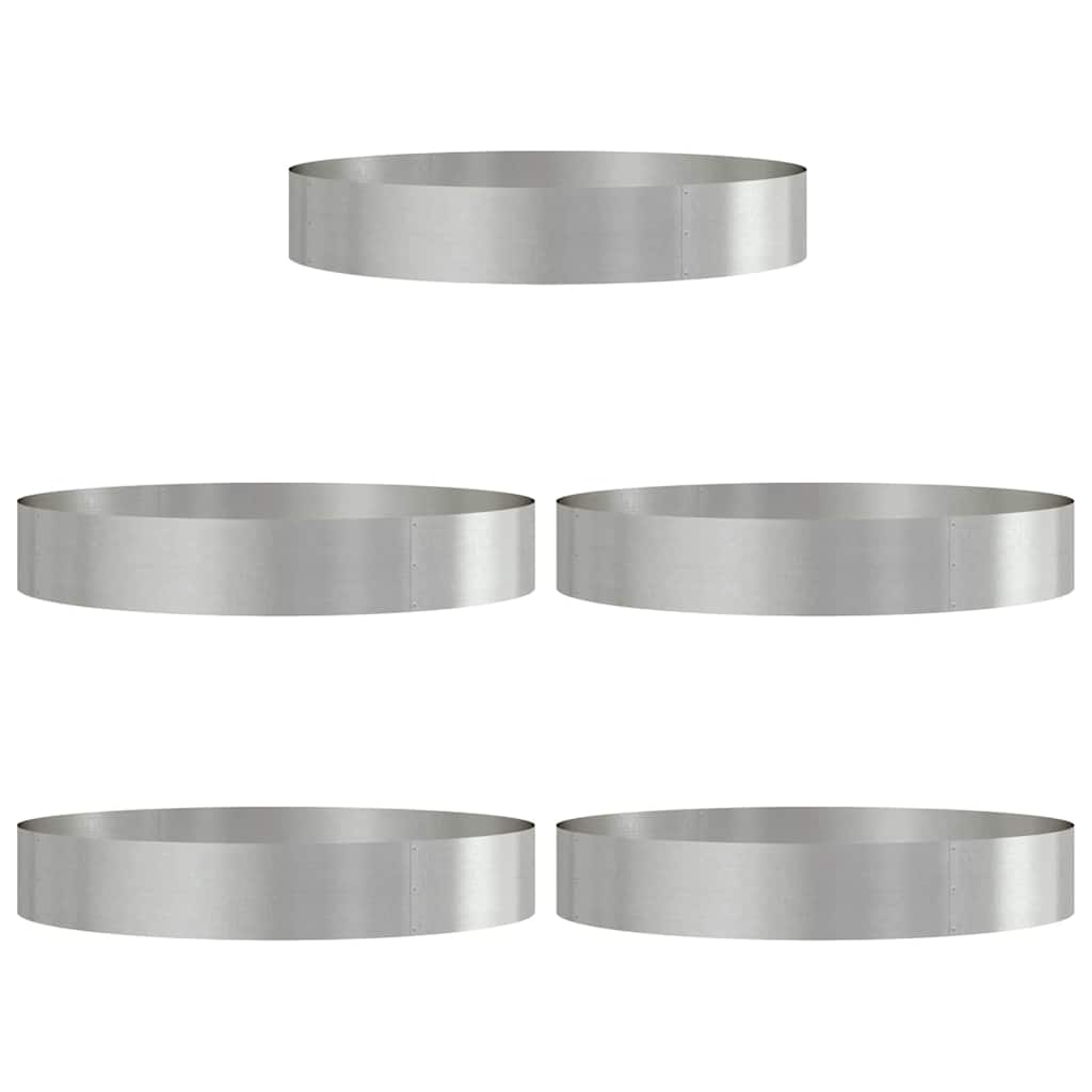 vidaXL Planter Ring 5 pcs Silver 120 x 120 x 20 cm Stainless Steel