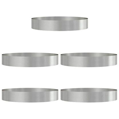 vidaXL Planter Ring 5 pcs Silver 120 x 120 x 20 cm Stainless Steel