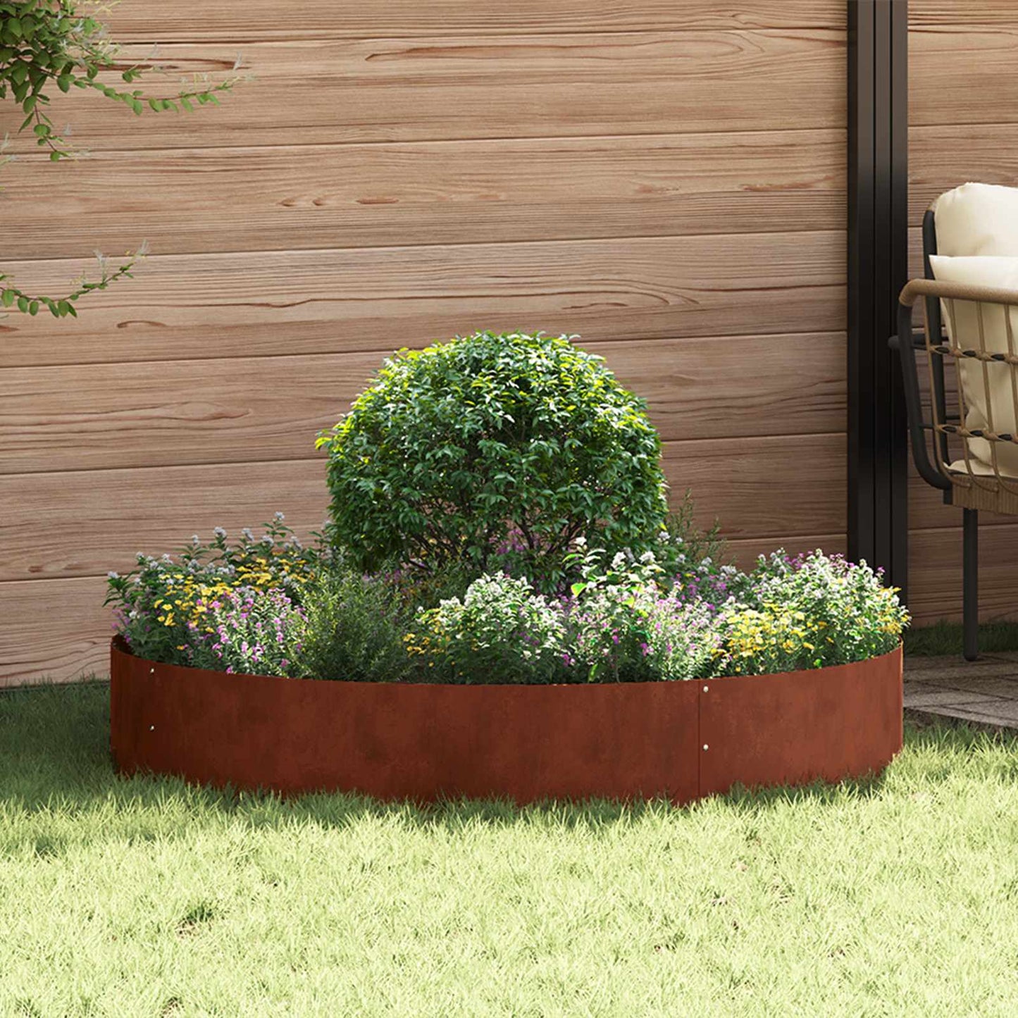 vidaXL Planter Ring 5 pcs Rusty 120 x 120 x 20 cm Weathering Steel