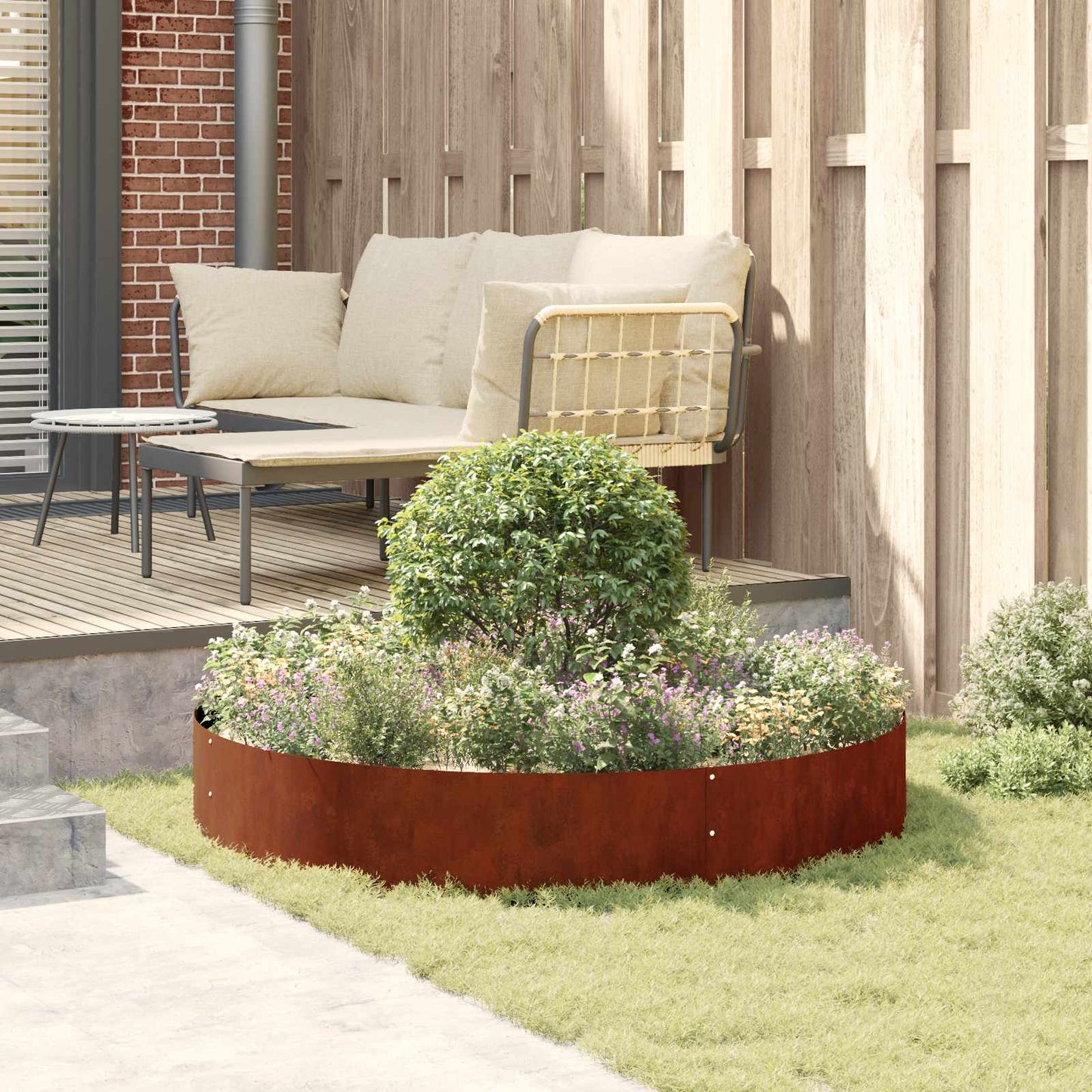 vidaXL Planter Ring 5 pcs Rusty 120 x 120 x 20 cm Weathering Steel
