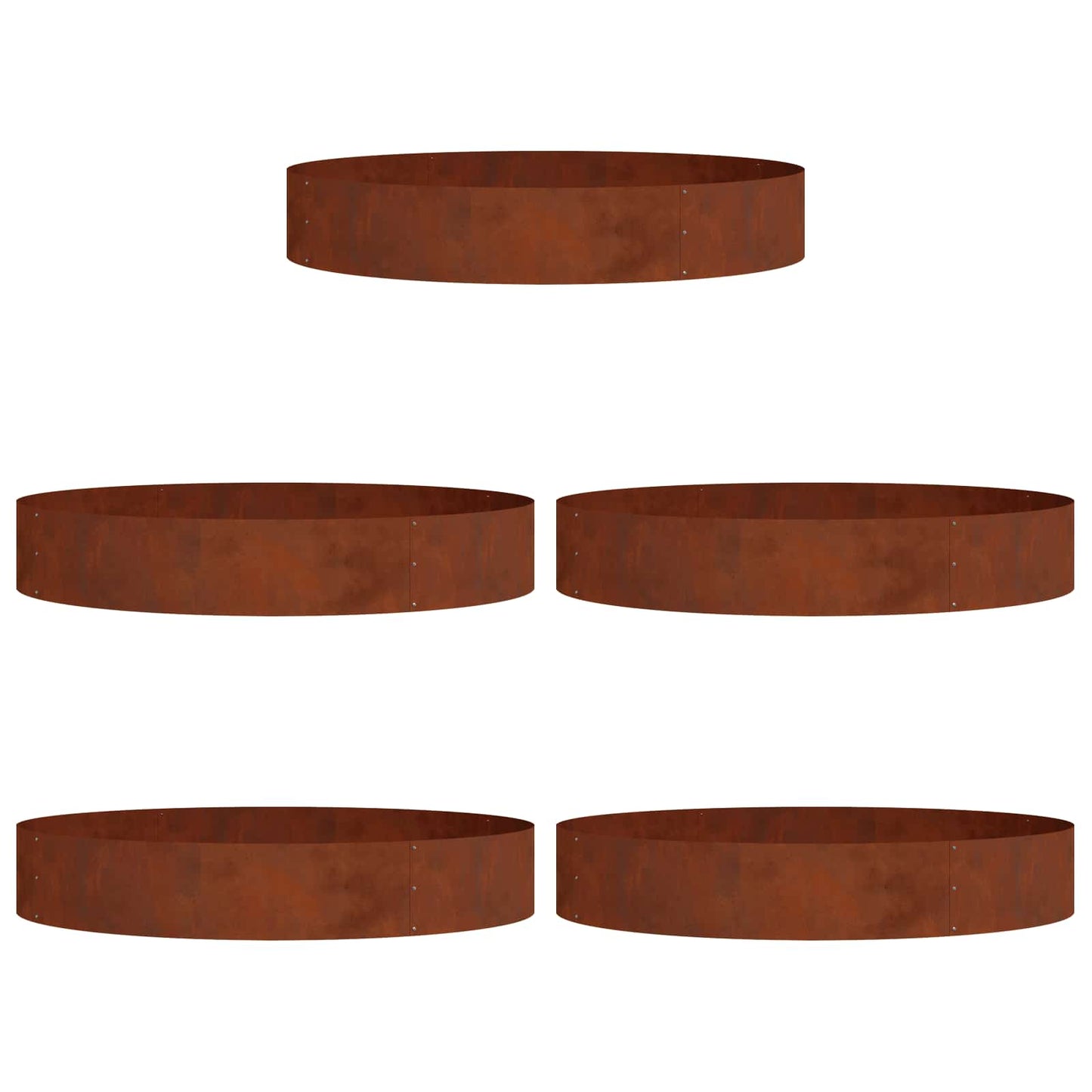 vidaXL Planter Ring 5 pcs Rusty 120 x 120 x 20 cm Weathering Steel