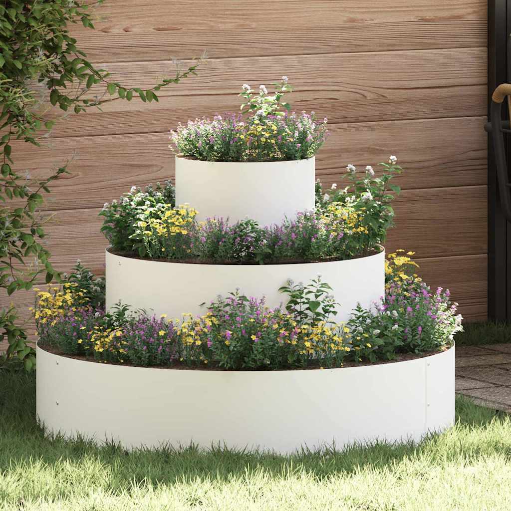 vidaXL Garden Planter White 90 x 90 x 20 cm Cold-rolled Steel
