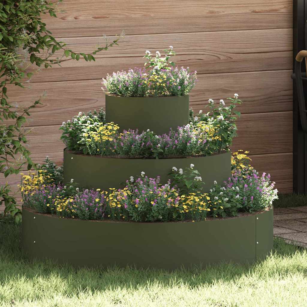 vidaXL Garden Planter Olive Green 90 x 90 x 20 cm Cold-rolled Steel