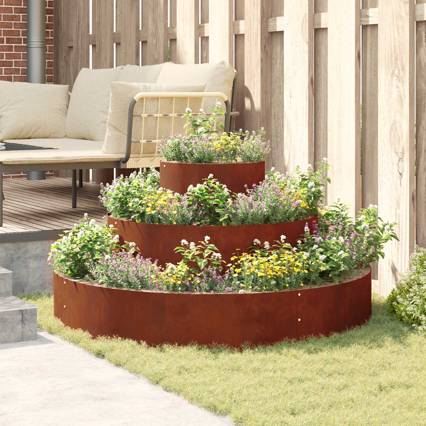 vidaXL Garden Planter Brown 120 x 120 x 20 cm Weathering Steel