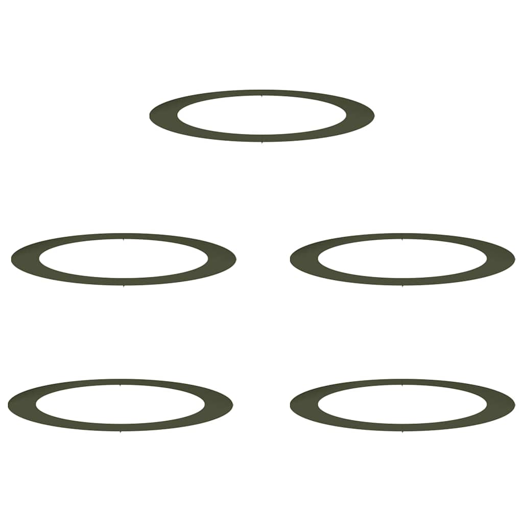 vidaXL suitable for Flat Tree Rings 5 pcs Olive green Ø90 / 120 cm Steel