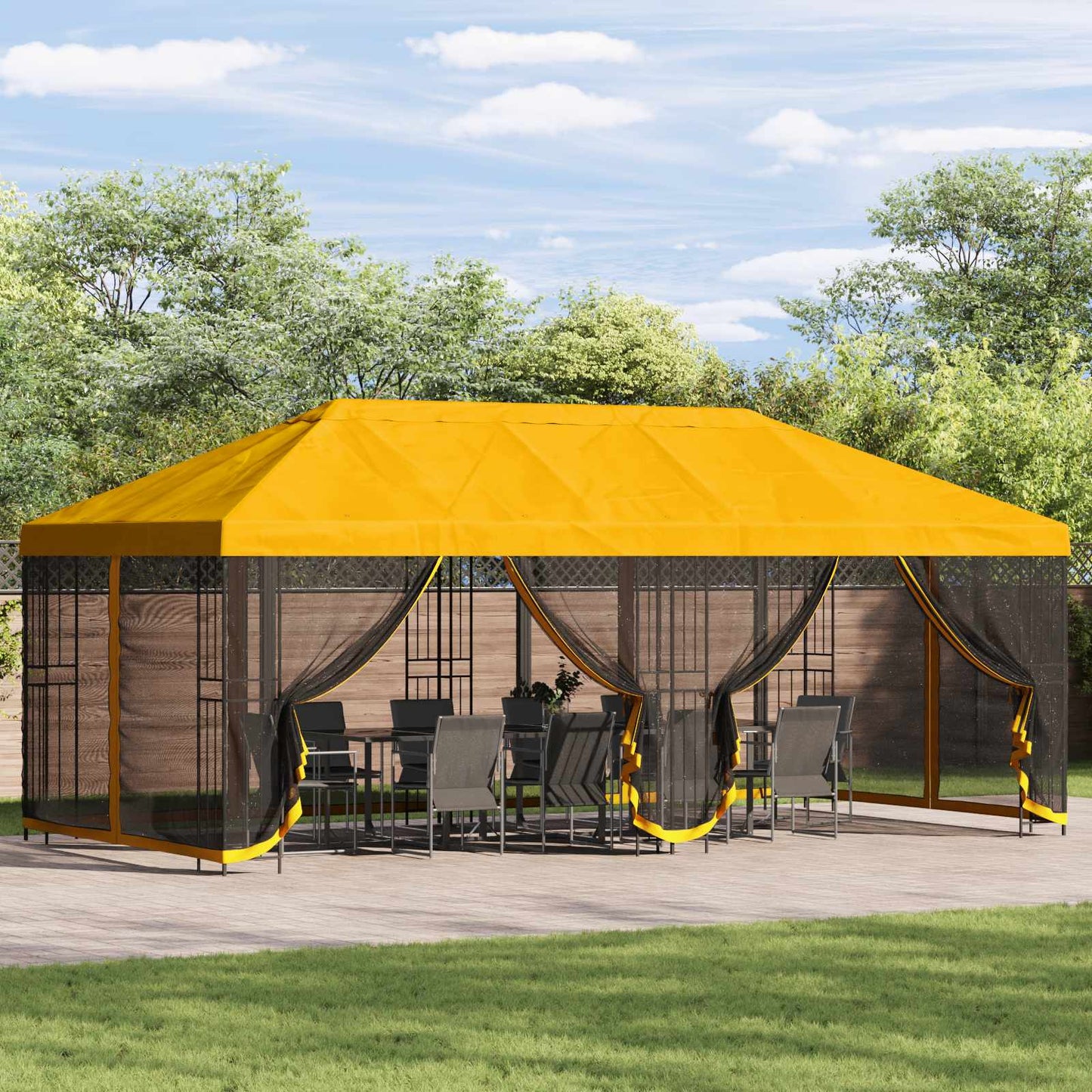 vidaXL 6 x 3 m Yellow Polyester and Steel 190