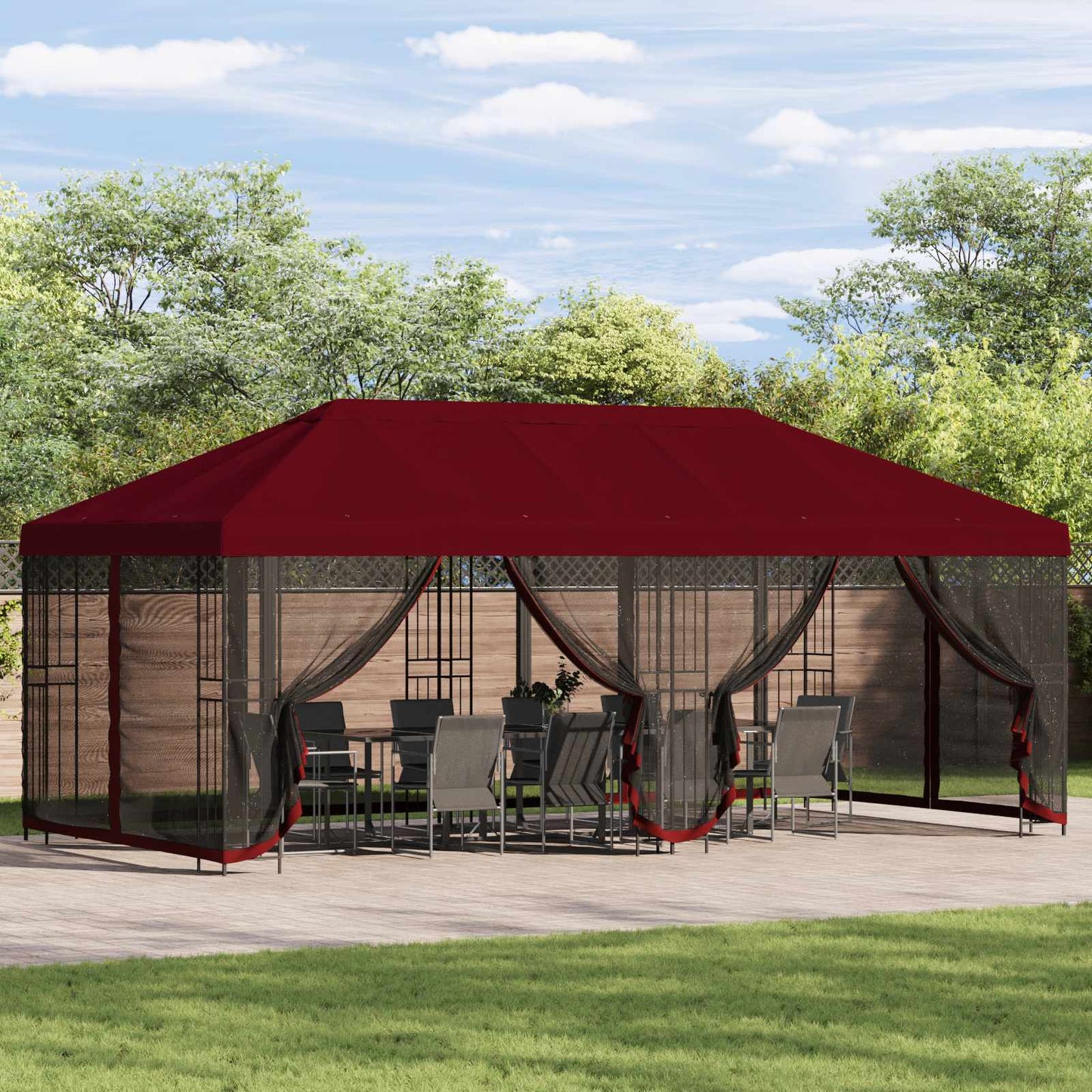 vidaXL 6 x 3 m Burgundy Polyester and Steel 190