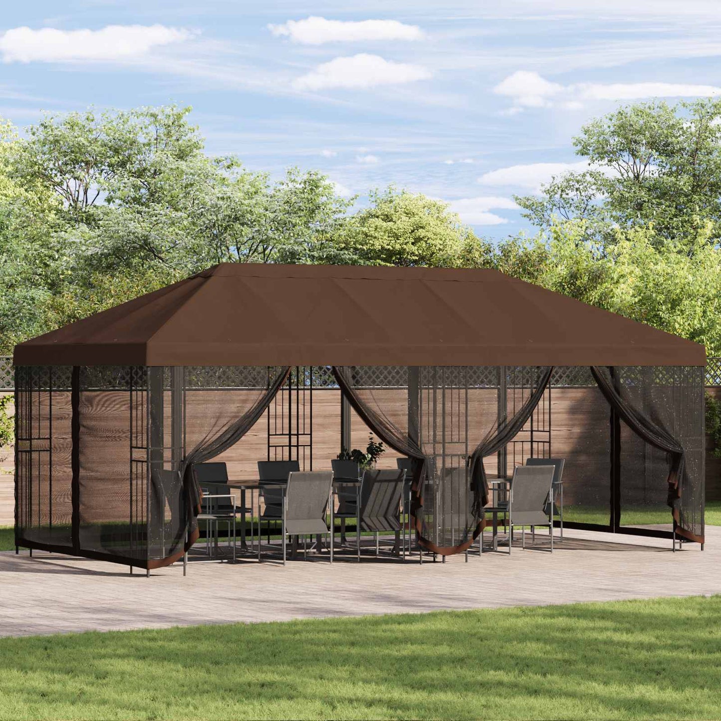 vidaXL 6 x 3 m Brown Polyester and Steel 190