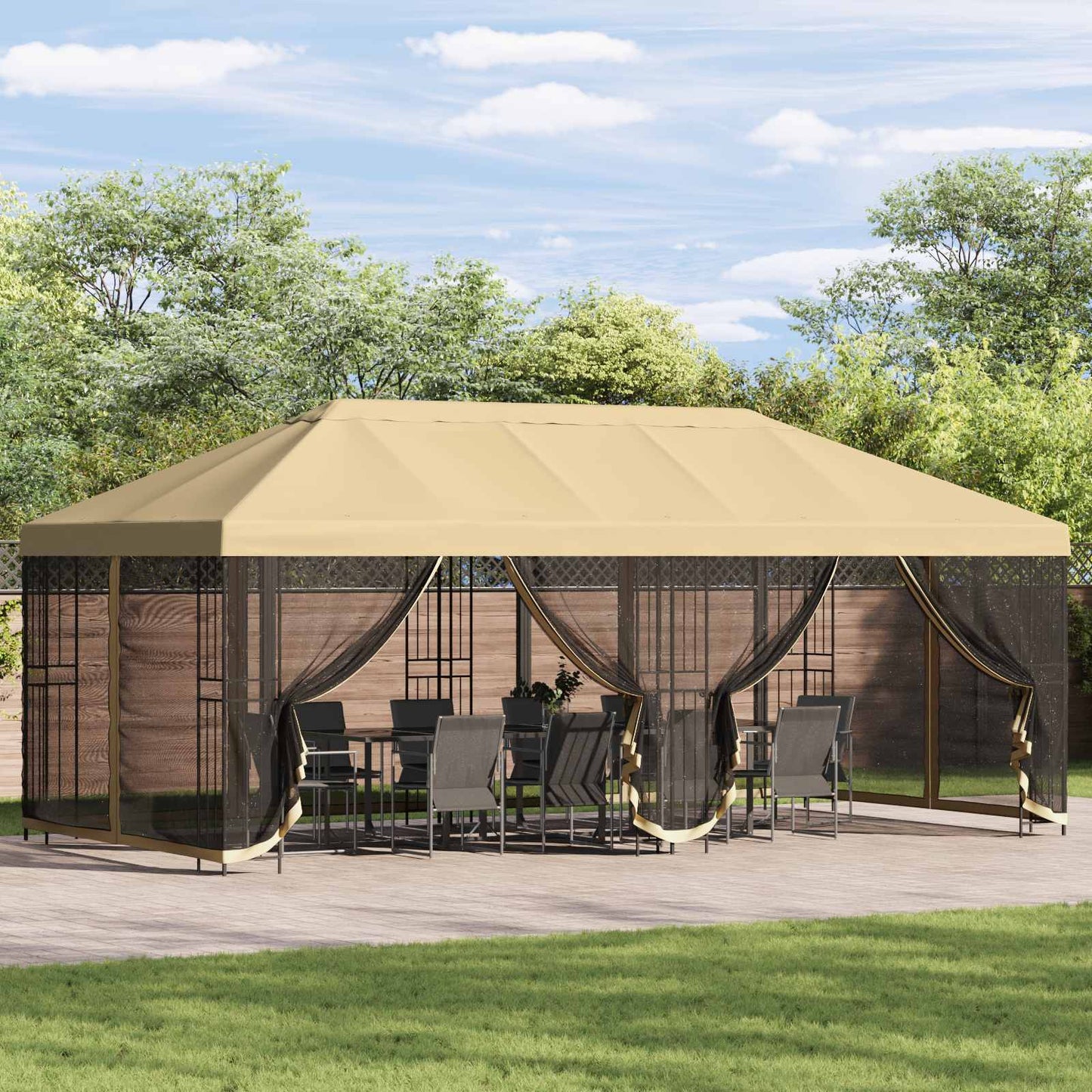 vidaXL 6 x 3 m Cream Polyester and Steel 190