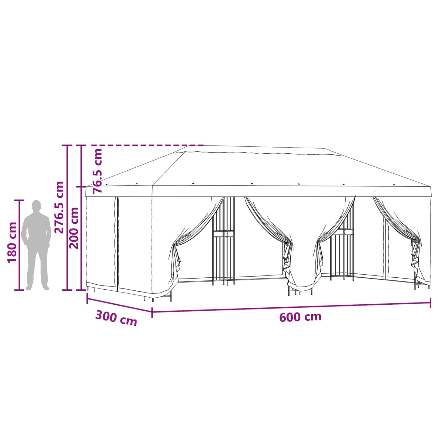 vidaXL 6 x 3 m Cream Polyester and Steel 190