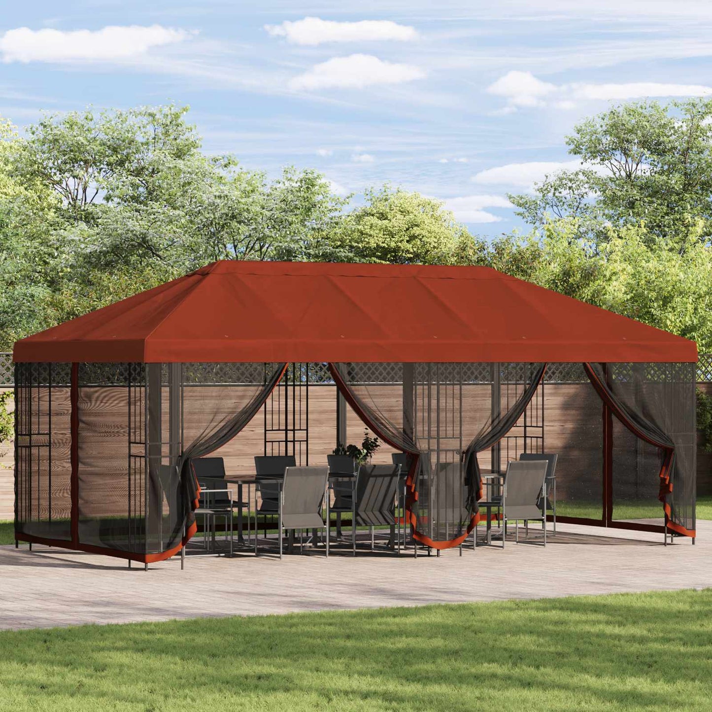vidaXL 6 x 3 m Terracotta Polyester and Steel 190