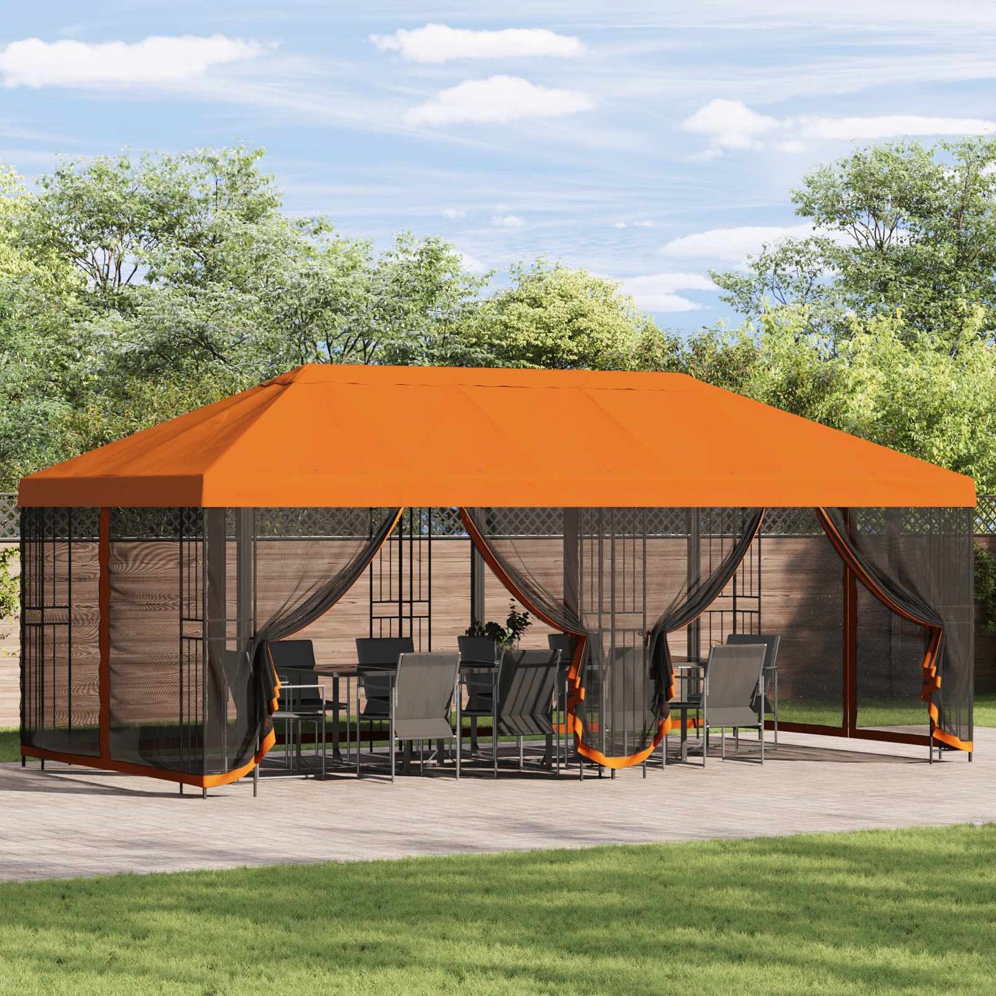 vidaXL 6 x 3 m Orange Polyester and Steel 190