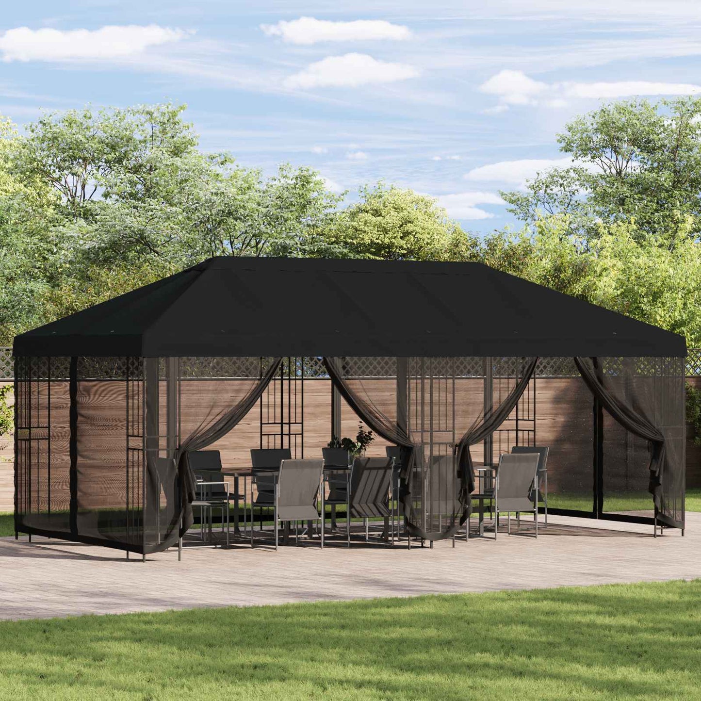 vidaXL 6 x 3 m Black Polyester and Steel 190