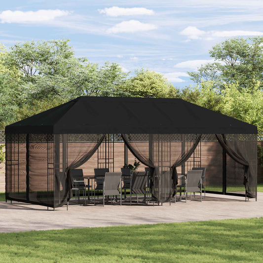 vidaXL 6 x 3 m Black Polyester and Steel 190