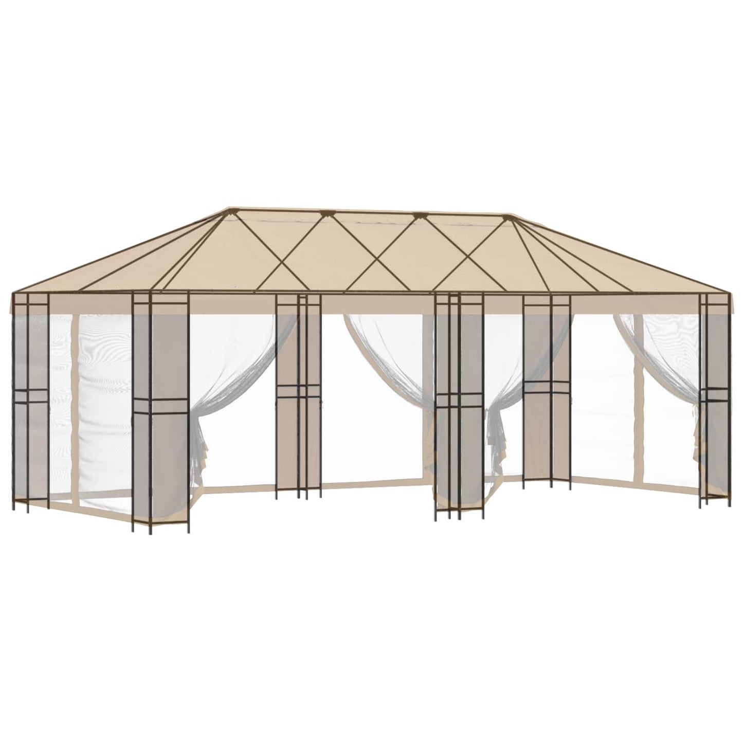vidaXL Gazebo Frame 6 x 3 m Black Steel
