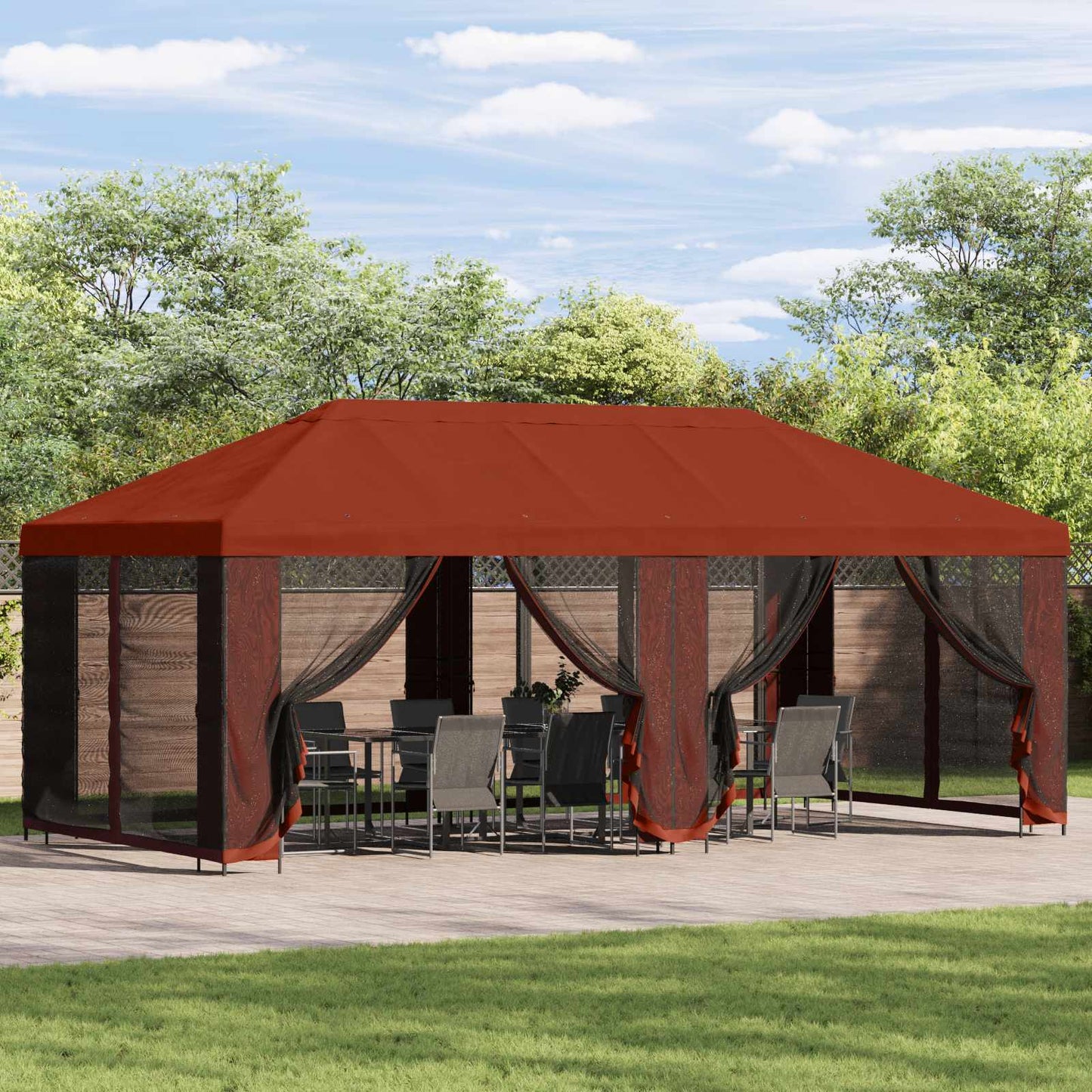 vidaXL Garden Gazebo 6 x 3 m Terracotta Polyester and Steel 190