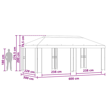 vidaXL Garden Gazebo 6 x 3 m Terracotta Polyester and Steel 190