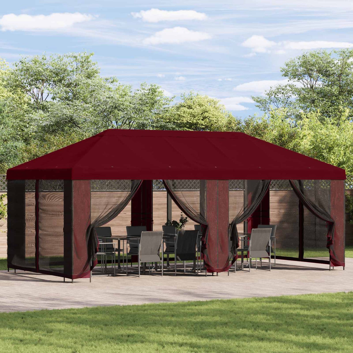 vidaXL Garden Gazebo 6 x 3 m Burgundy Polyester and Steel 190