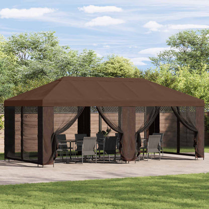 vidaXL Garden Gazebo 6 x 3 m Brown Polyester and Steel 190
