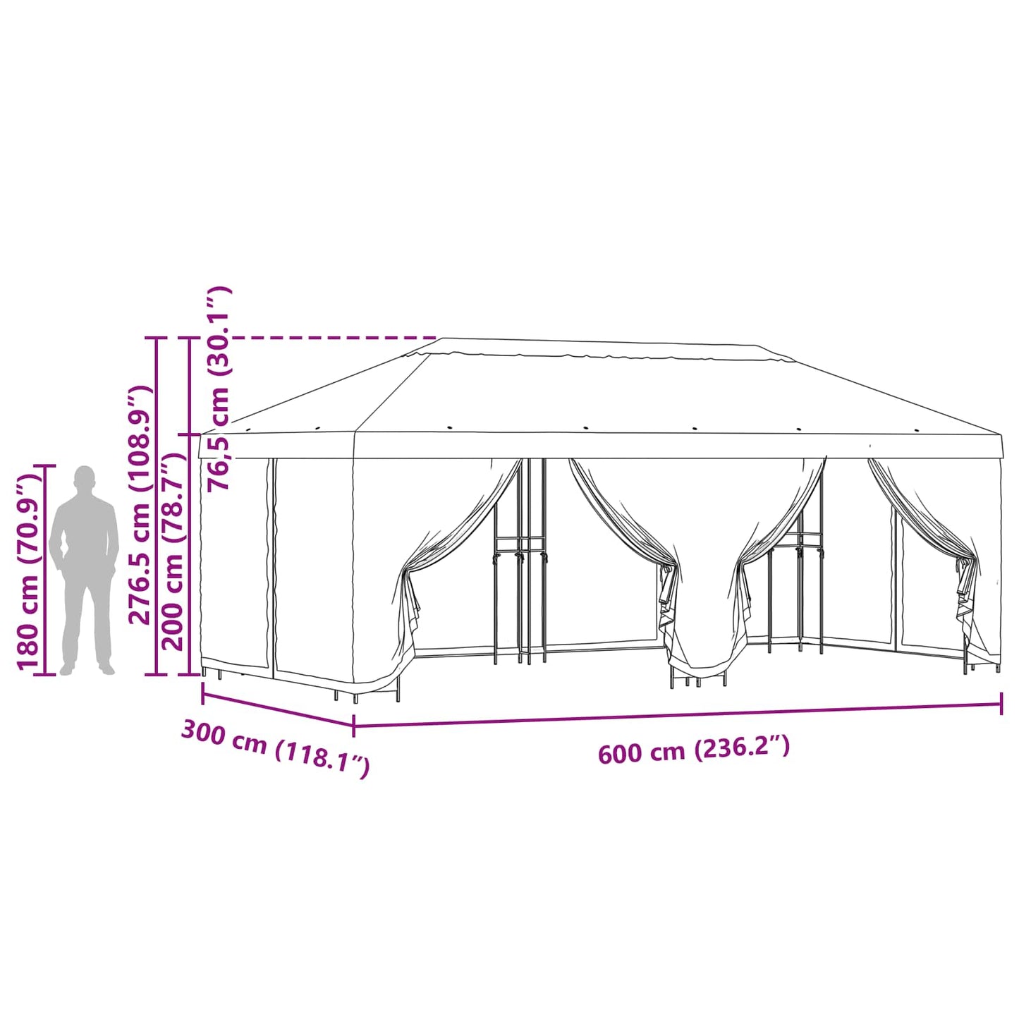 vidaXL 6 x 3 m Beige Polyester and Steel 190