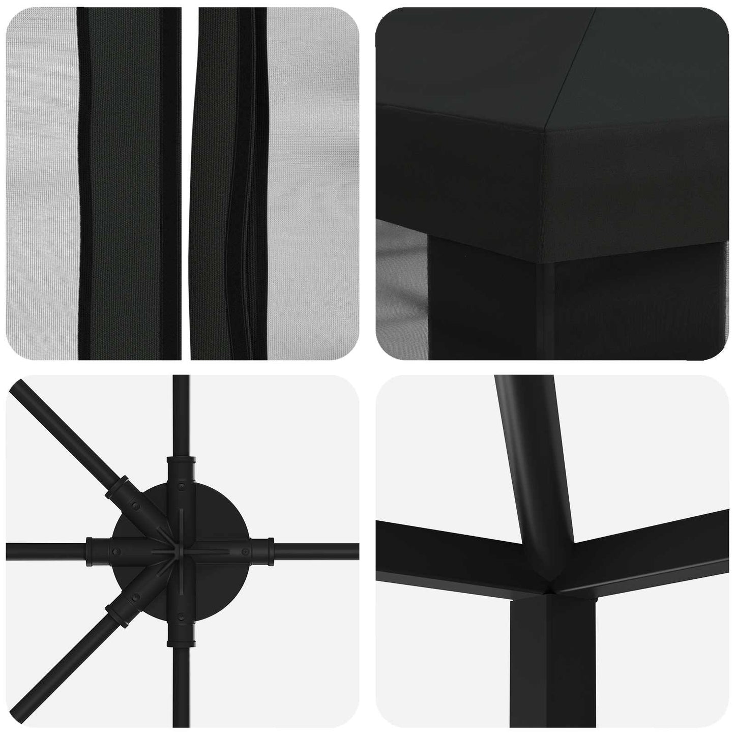 vidaXL 6 x 3 m Black Polyester and Steel 190