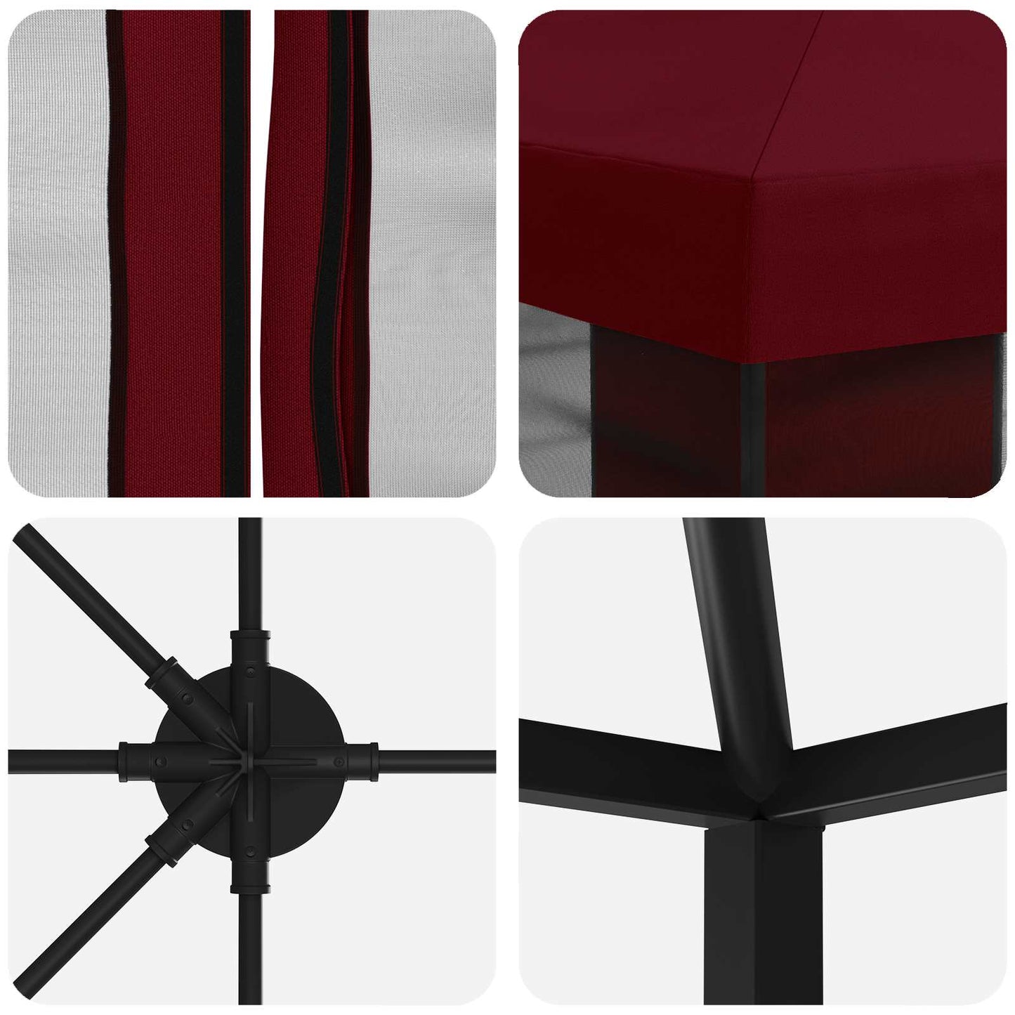 vidaXL 6 x 3 m Burgundy Polyester and Steel 190