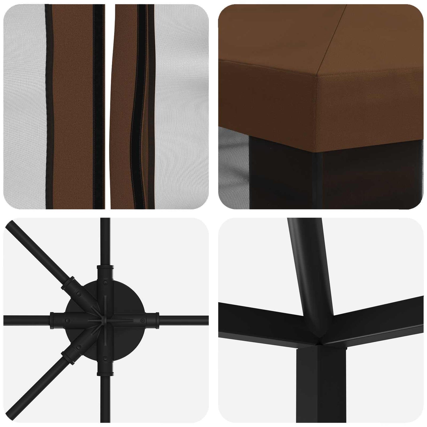 vidaXL 6 x 3 m Brown Polyester and Steel 190