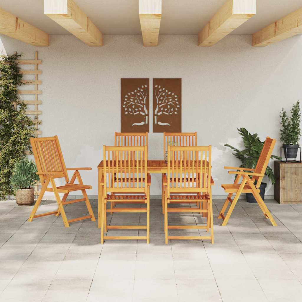 vidaXL Garden Dining Set Folding 7 pcs Brown Solid Acacia Wood