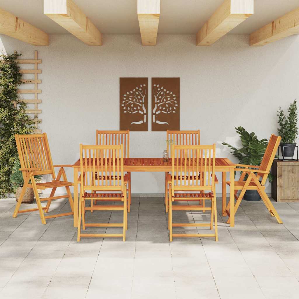 vidaXL Garden Dining Set Folding 7 pcs Brown Solid Acacia Wood