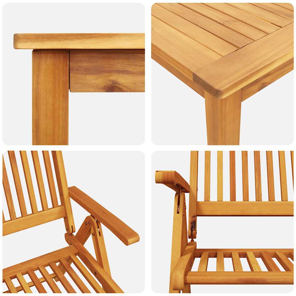vidaXL Garden Dining Set Folding 9 pcs Brown Solid Acacia Wood