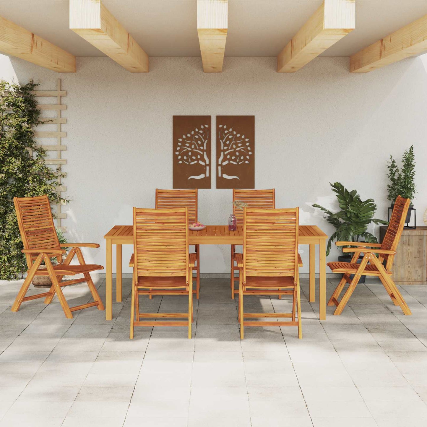vidaXL Garden Dining Set Folding 7 pcs Brown Solid Acacia Wood