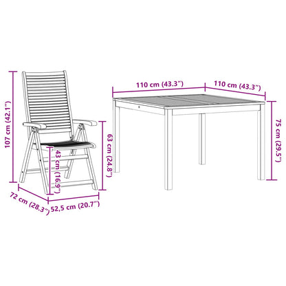 vidaXL Garden Dining Set Folding 5 pcs Brown Solid Acacia Wood