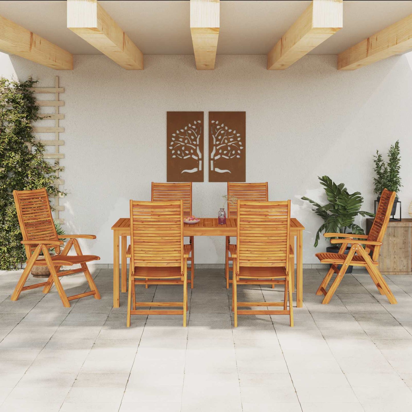 vidaXL Garden Dining Set Folding 7 pcs Brown Solid Acacia Wood