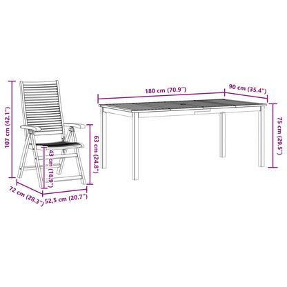vidaXL Garden Dining Set Folding 9 pcs Brown Solid Acacia Wood