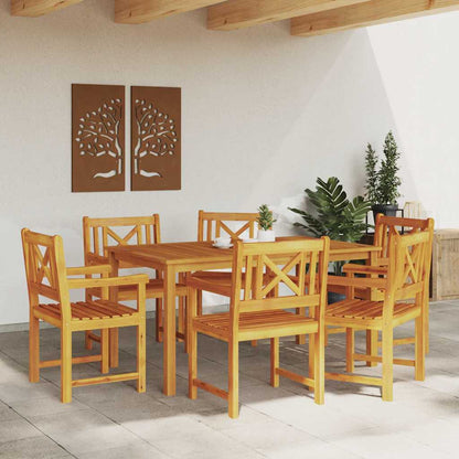 vidaXL Garden Dining Set 7 pcs Brown Solid Acacia Wood