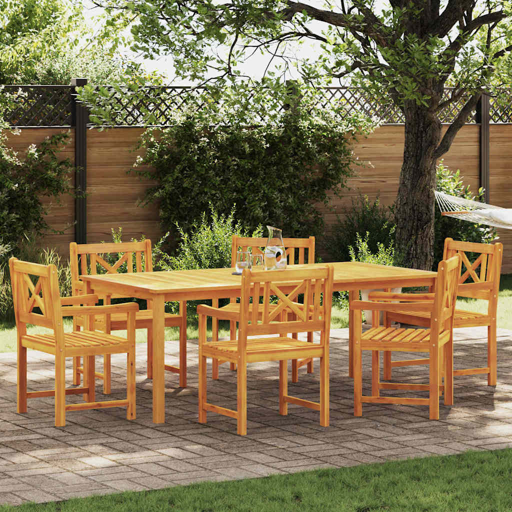 vidaXL Garden Dining Set 7 pcs Brown Solid Acacia Wood