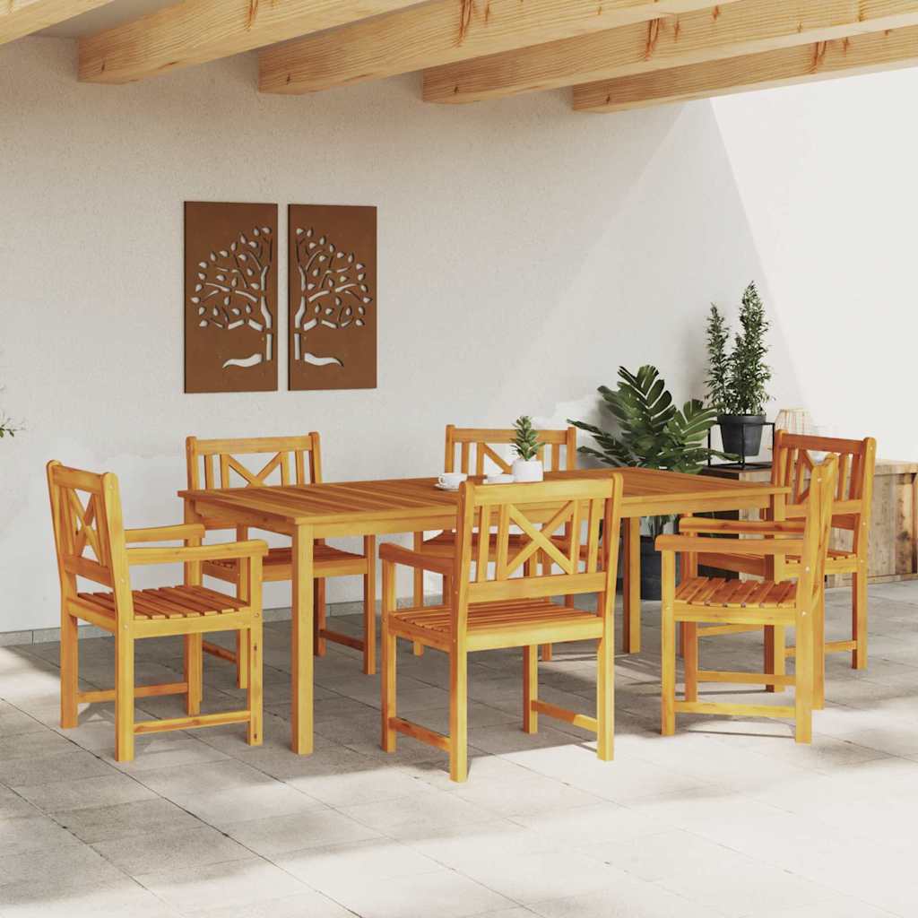 vidaXL Garden Dining Set 7 pcs Brown Solid Acacia Wood