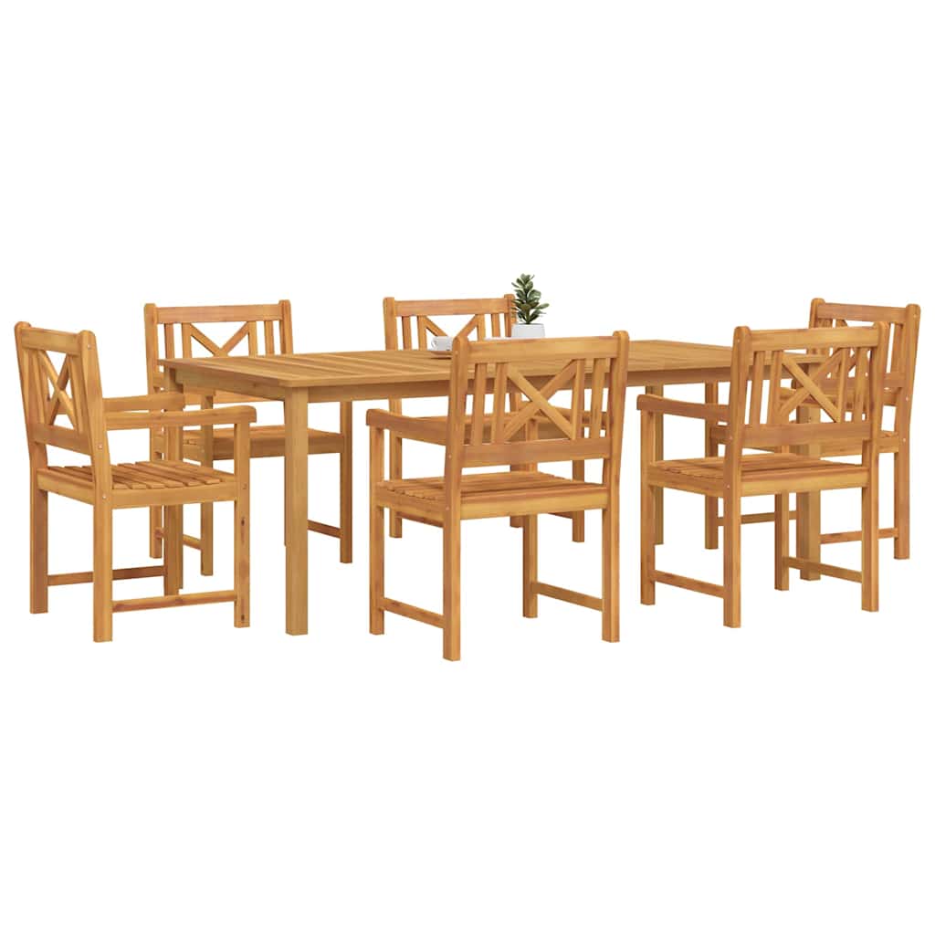 vidaXL Garden Dining Set 7 pcs Brown Solid Acacia Wood