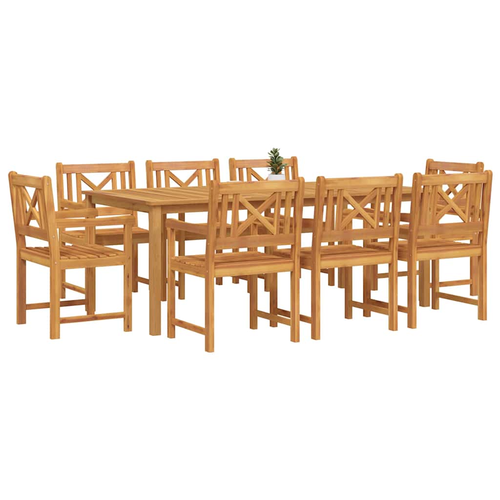 vidaXL Garden Dining Set 9 pcs Brown Solid Acacia Wood