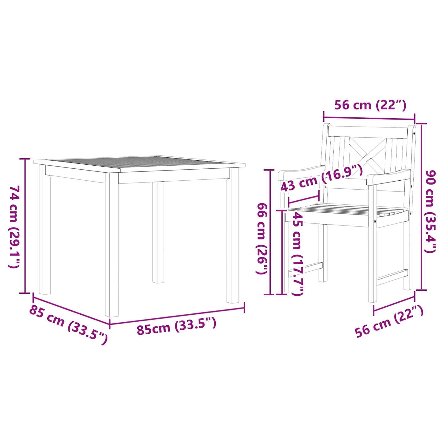 vidaXL Garden Dining Set 5 pcs Brown Solid Acacia wood