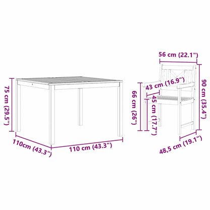vidaXL Garden Dining Set 5 pcs Brown Solid Acacia wood