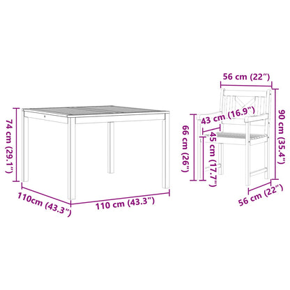 vidaXL Garden Dining Set 5 pcs Brown Solid Acacia wood