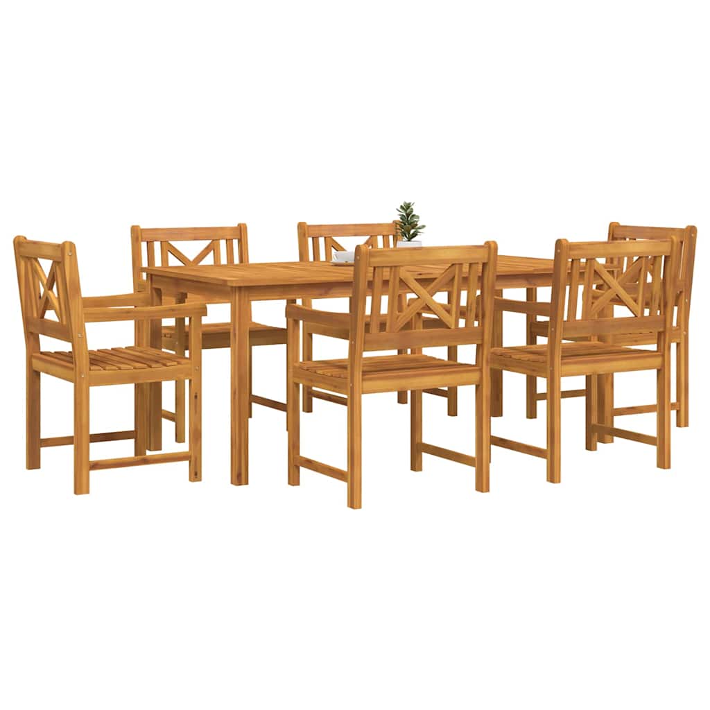 vidaXL Garden Dining Set 7 pcs Brown Solid Acacia Wood