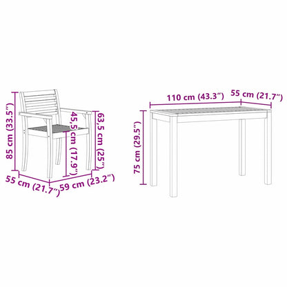 vidaXL Garden Dining Set 3 pcs Brown Solid Acacia Wood