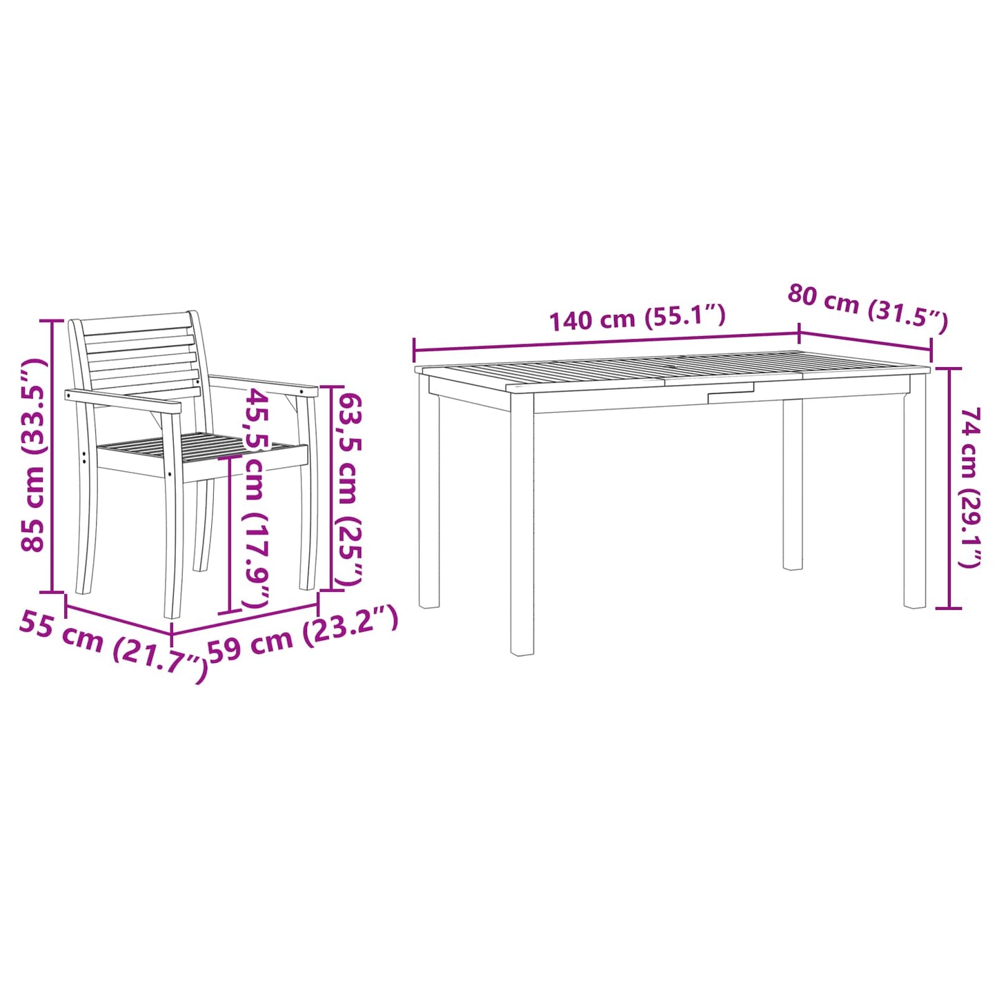 vidaXL Garden Dining Set 5 pcs Brown Solid Acacia Wood